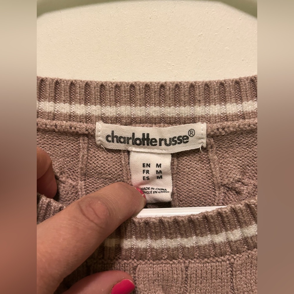 Charlotte Russe Los Angeles Cable Knit Sweater - Mauve - Picture 4 of 5